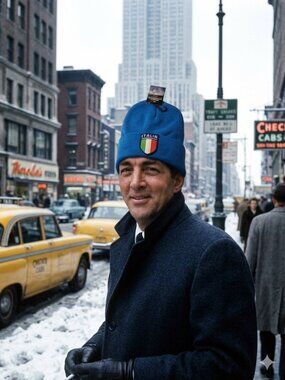 ITALIA Patched Knit Cuffed Beanie in Cobalt Blue